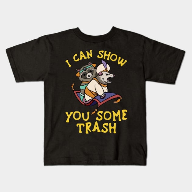 Raccoon I Can Show You Some Trash Kids T-Shirt by Phylis Lynn Spencer